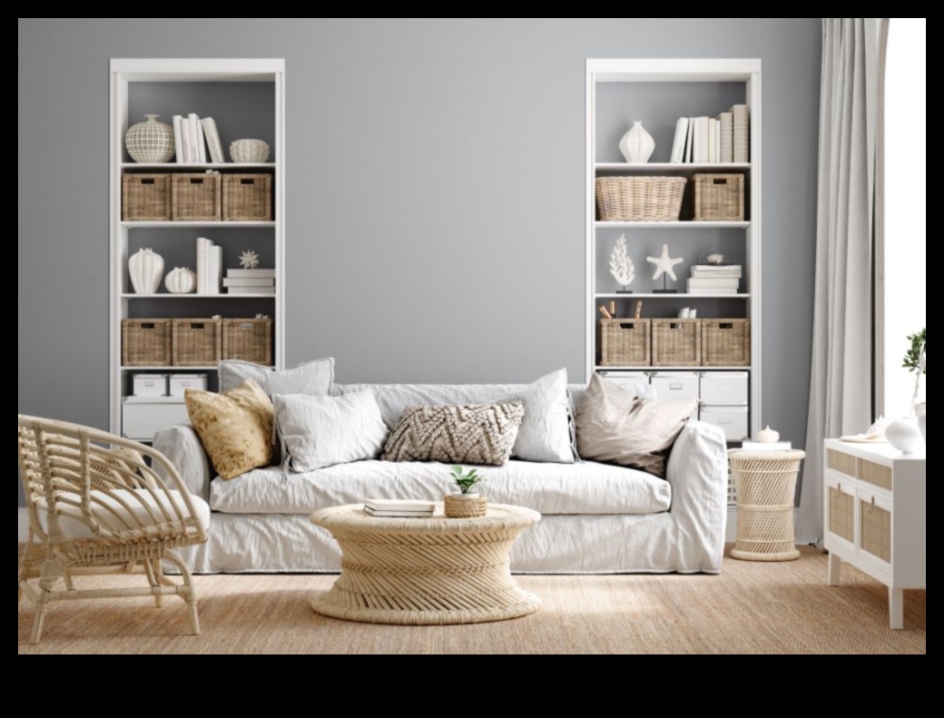 كيف يمكنني استخدام Wicker في غرف المعيشة الساحلية للحصول على لمسة أنيقة؟