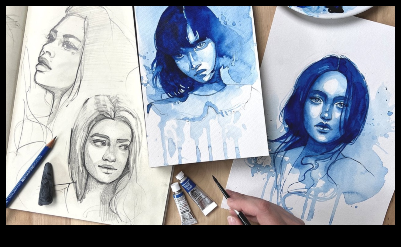 صورة بالقلم الرصاص بالألوان المائية: نقل الشخصية بالألوان