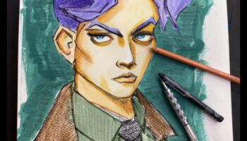 صورة بالقلم الرصاص بالألوان المائية: نقل الشخصية بالألوان