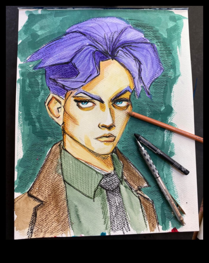 صورة بالقلم الرصاص بالألوان المائية: نقل الشخصية بالألوان